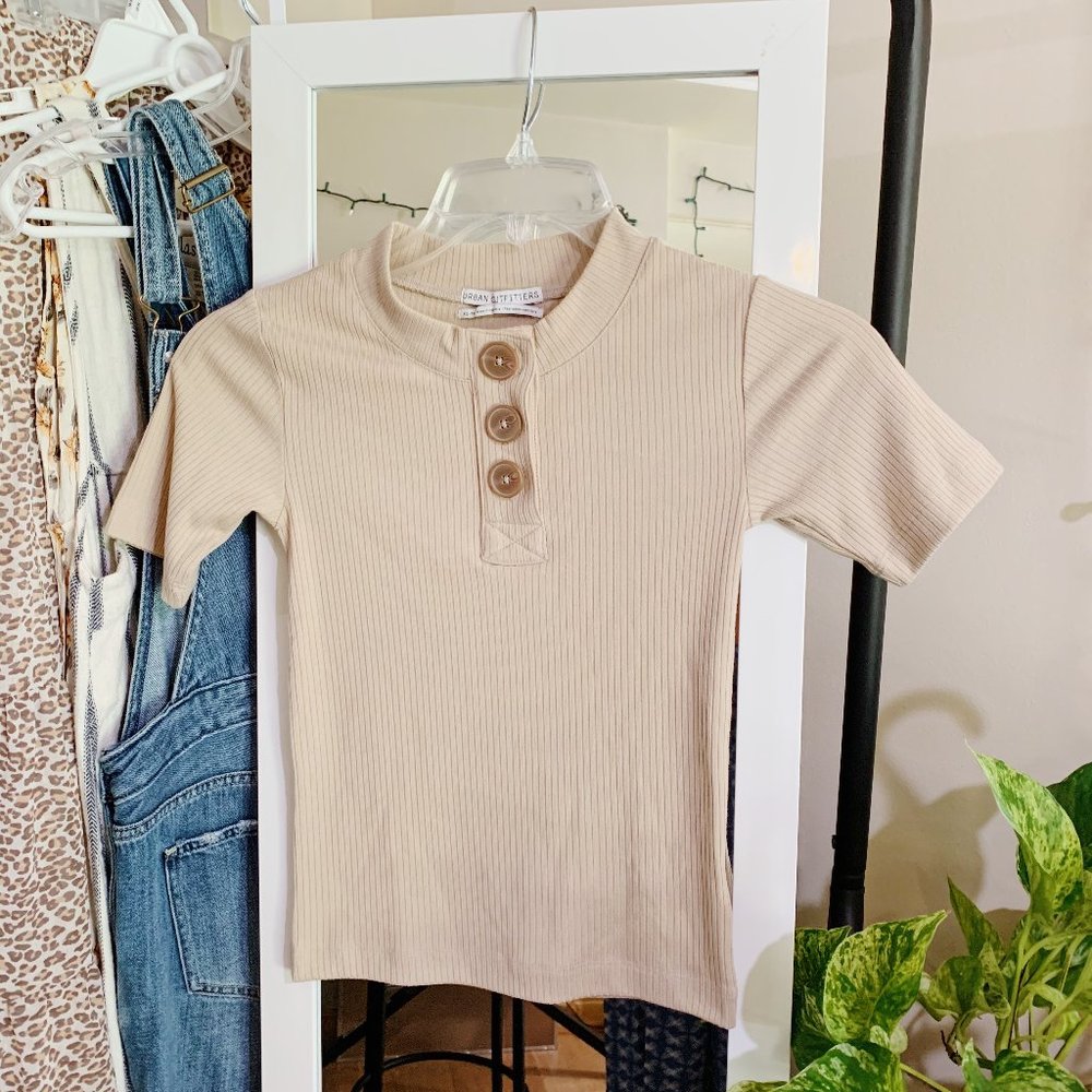 Unworn Urban Outfitters Button Up Tan Tee